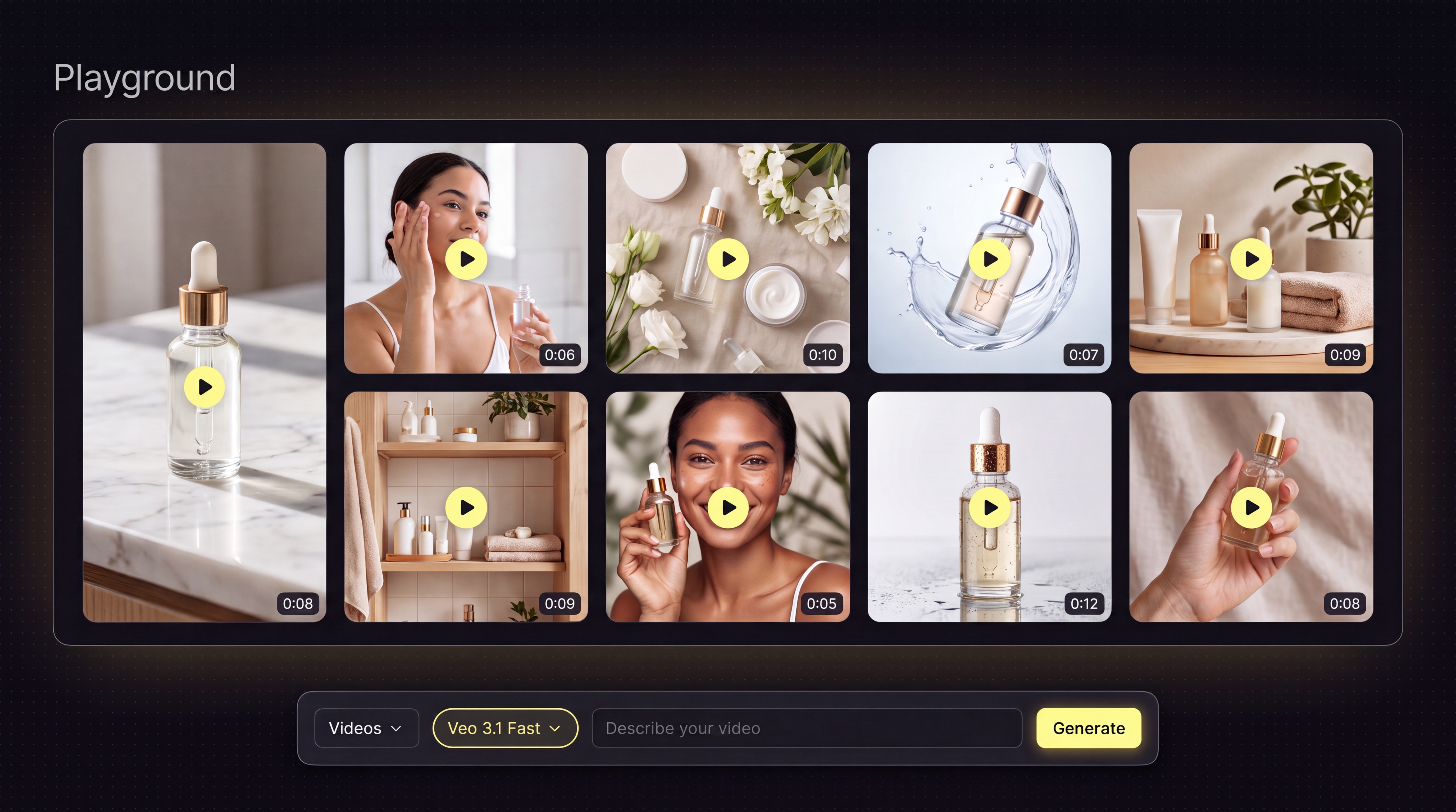 Playground: turn an idea into product clips and validate formats before producing