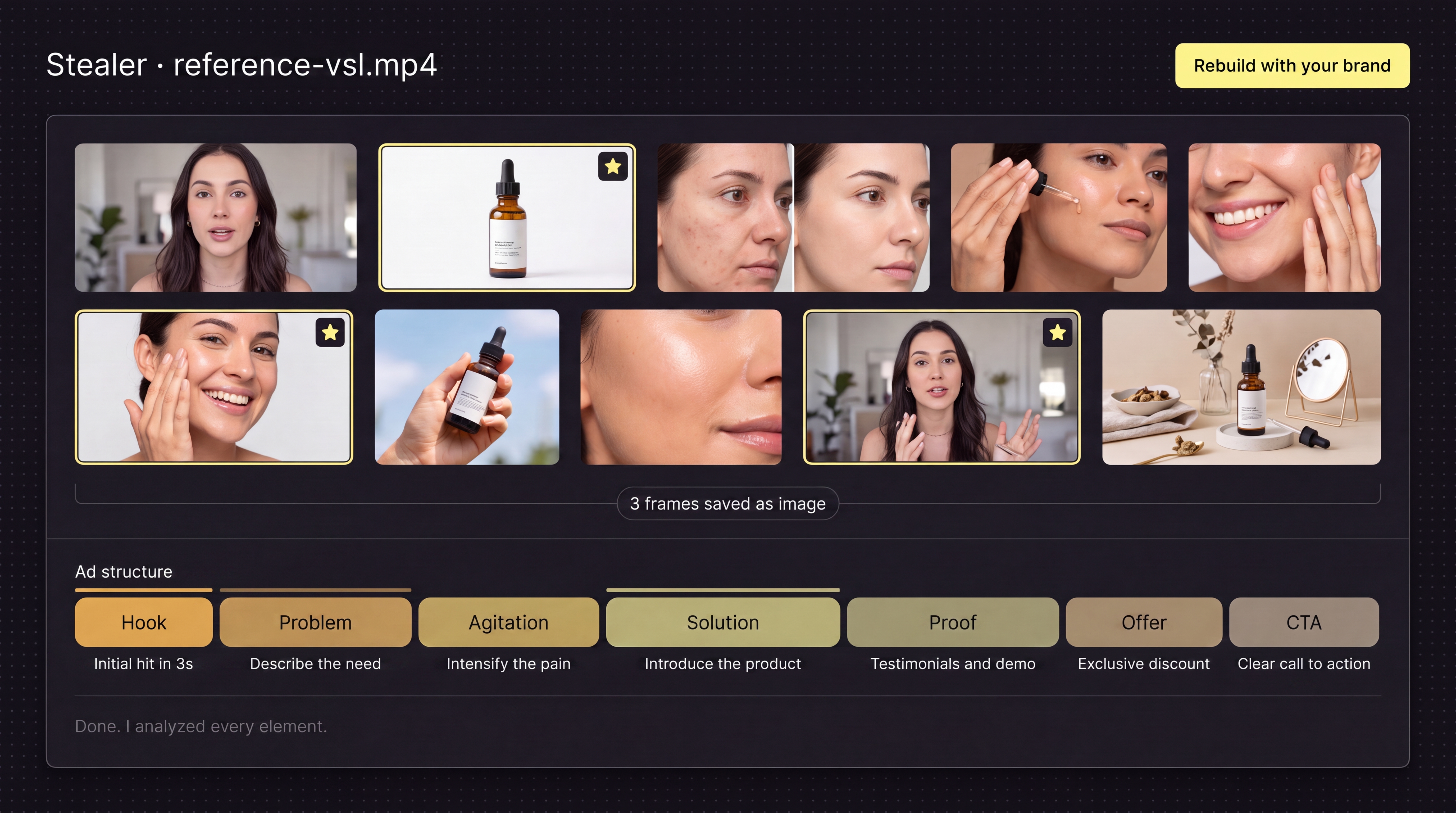 Stealer: isolate a competitor ad's key frames and break down its structure
